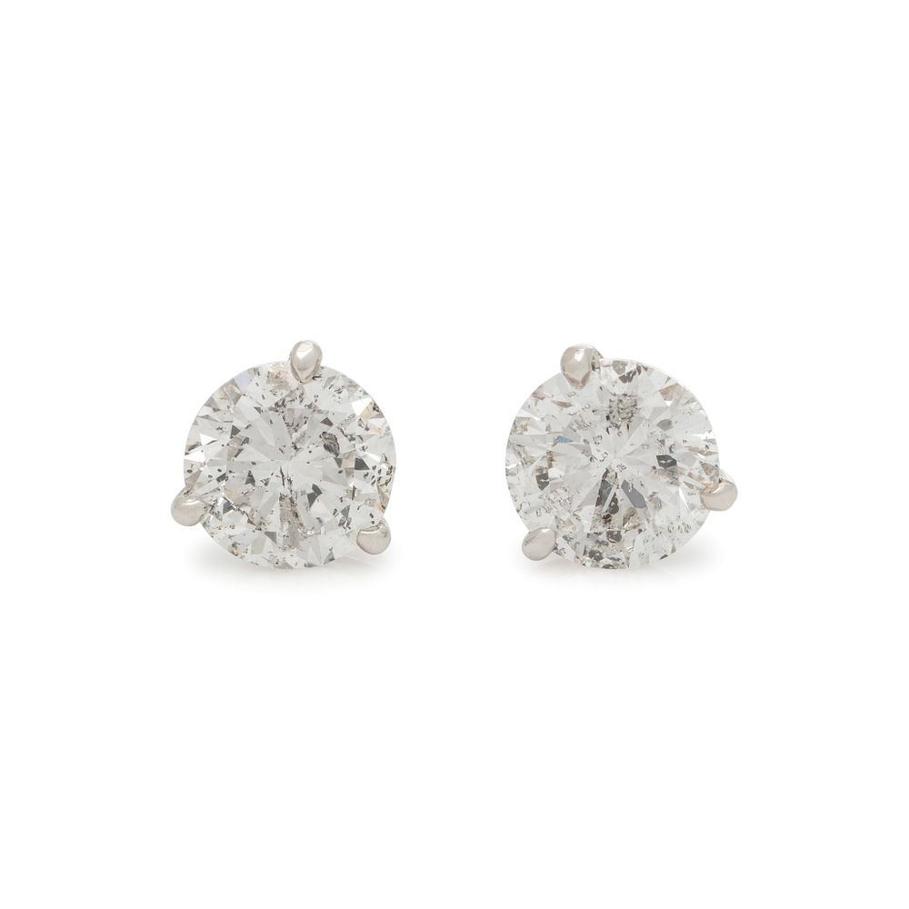 Appraisal: DIAMOND STUD EARRINGS DIAMOND STUD EARRINGS Containing two round brilliant