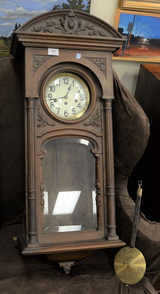 Appraisal: German Walnut Regulator Clock Provenance Thirty-five year collection of Dana