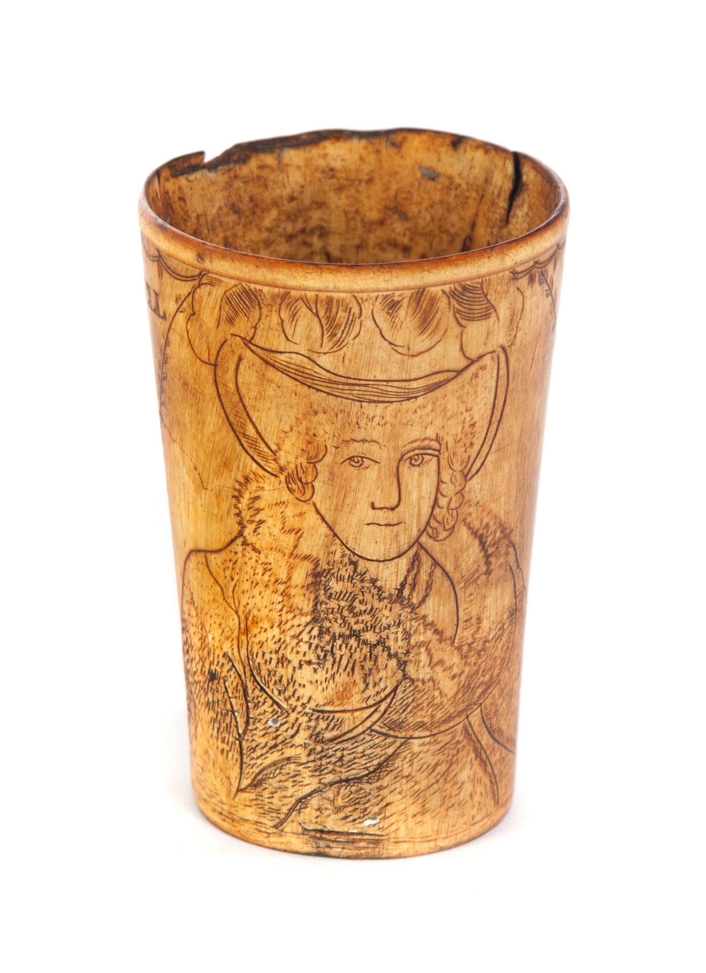 Appraisal: ENGRAVED HORN TUMBLER American or English nd quarter- th century