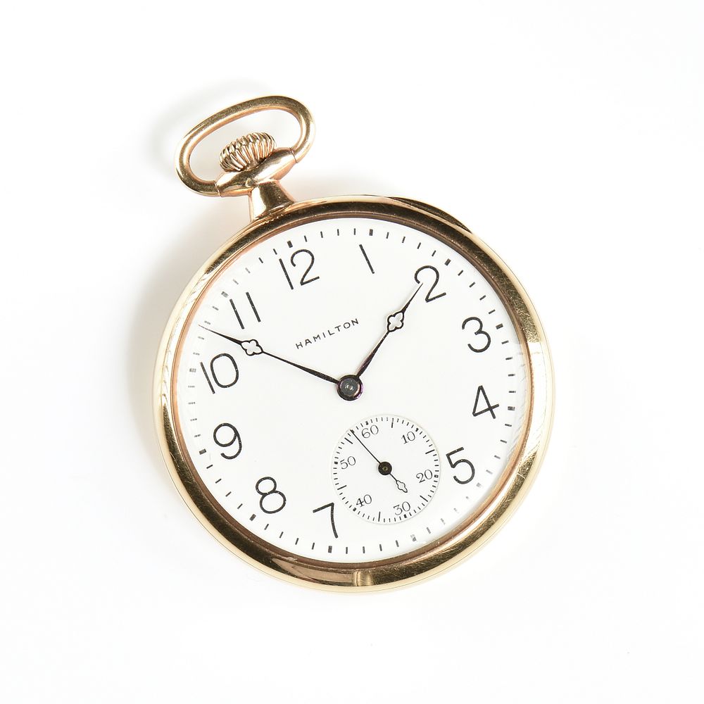 Appraisal: A HAMILTON K YELLOW GOLD POCKET WATCH LANCASTER PA JEWELS