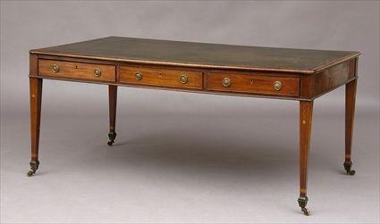 Appraisal: GEORGE III MAHOGANY WRITING TABLE The rectangular top with tooled