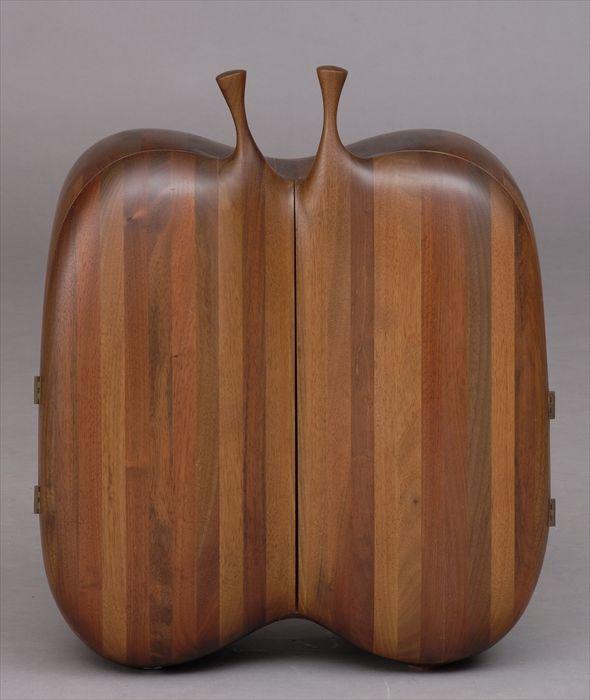 Appraisal: AMERICAN TH C PARQUETRY TABLE-TOP CABINET Of fruit form enclosed