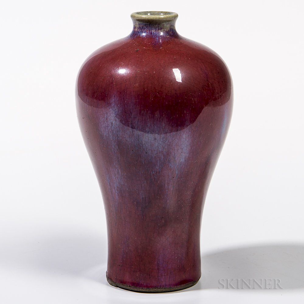 Appraisal: Flambe-glazed Meiping Vase Flambe-glazed Meiping Vase China th th century