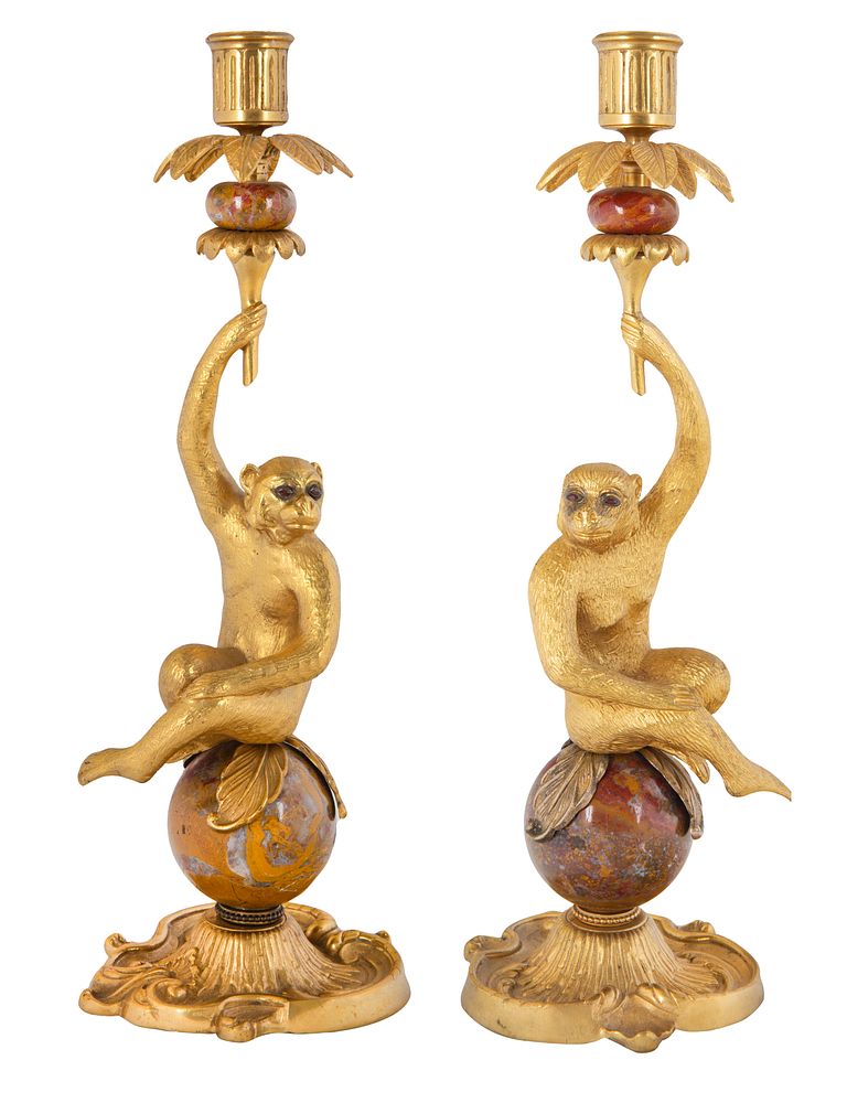 Appraisal: A PAIR OF FRENCH LOUIS XVI STYLE ORMOLU-MOUNTED RED ONYX