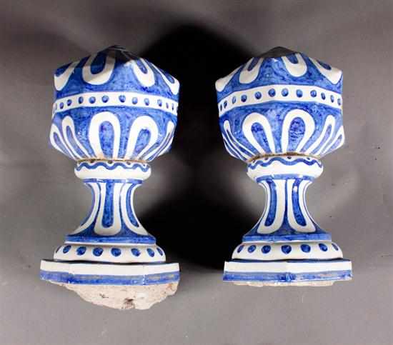 Appraisal: Set of seven Spanish or Portuguese blue and white glazed