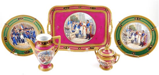 Appraisal: Five Napoleon themed ceramics with scenes from his life oblong