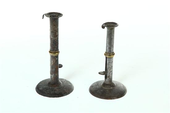 Appraisal: TWO HOGSCRAPER WEDDING BAND CANDLESTICKS American late th-early th century