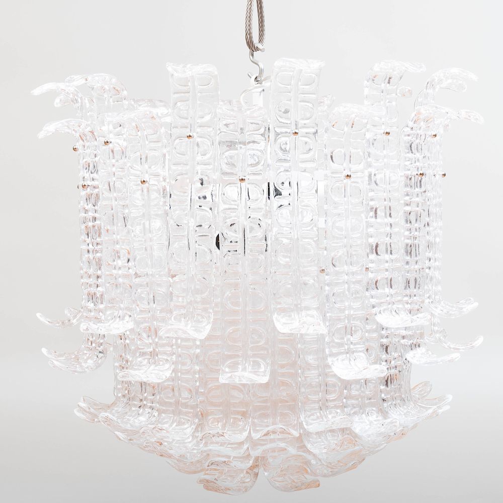 Appraisal: Clear Murano Glass 'Ricci' Chandelier x in diam Condition Very