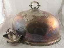 Appraisal: Silver plate A large oval meat cover with beaded rim