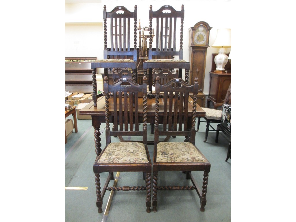 Appraisal: Oak pull out dining table six chairs and a sideboard