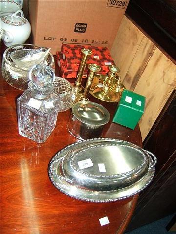 Appraisal: A silver plated meat tray together with a pair of