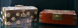 Appraisal: A Japanese scholars box in elm fitted with original engraved