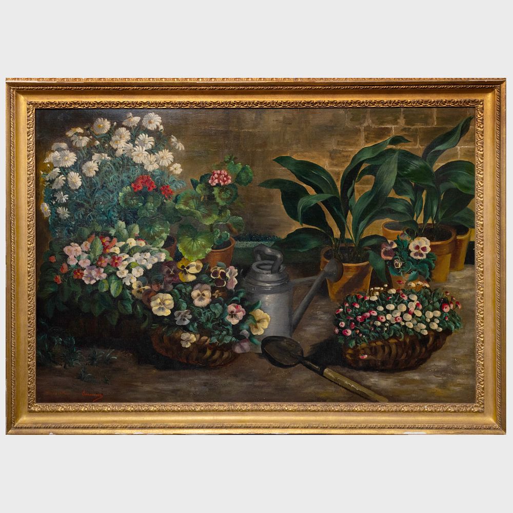 Appraisal: Blanche Allain Sarciron Floral Still Life Oil on canvas signed