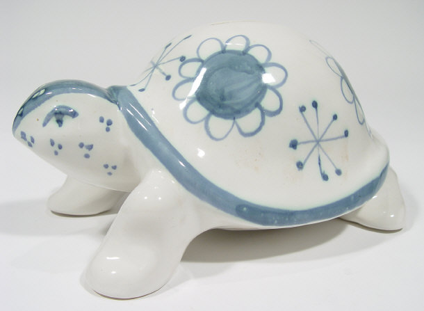 Appraisal: David Sharpe Rye Pottery tortoise moneybank with hand painted decoration