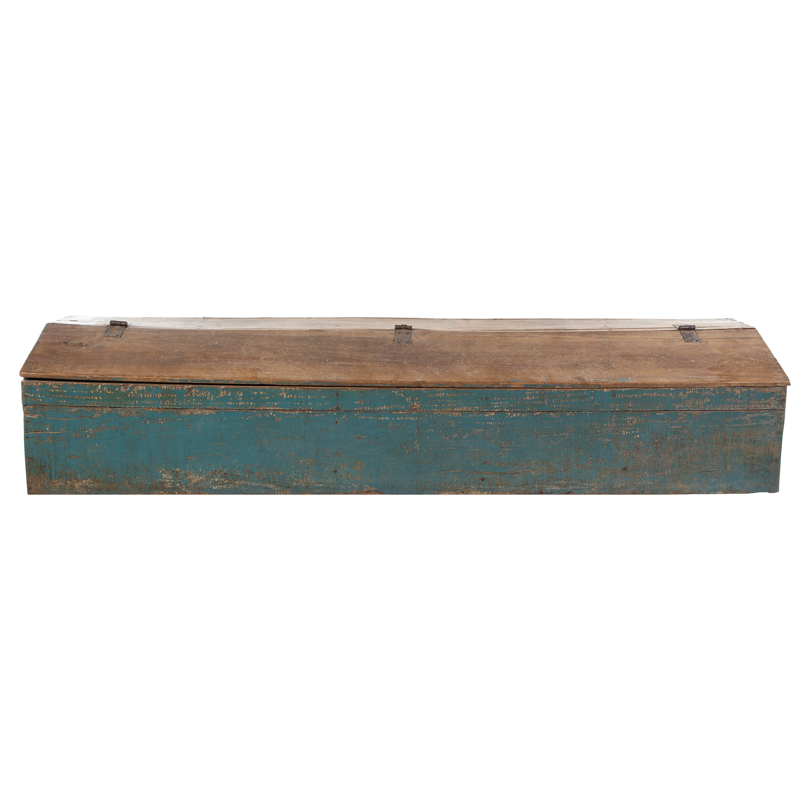 Appraisal: LARGE RUSTIC PAINTED WOOD FEEDING BOX Late th early th