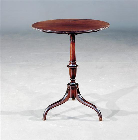 Appraisal: American mahogany tilt-top candlestand th century oval top resting on