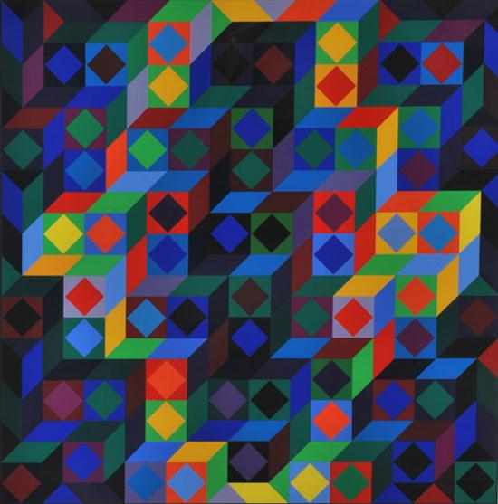 Appraisal: VICTOR VASARELY HUNGARIAN FRENCH - Homage a l'Hexagon screenprint signed