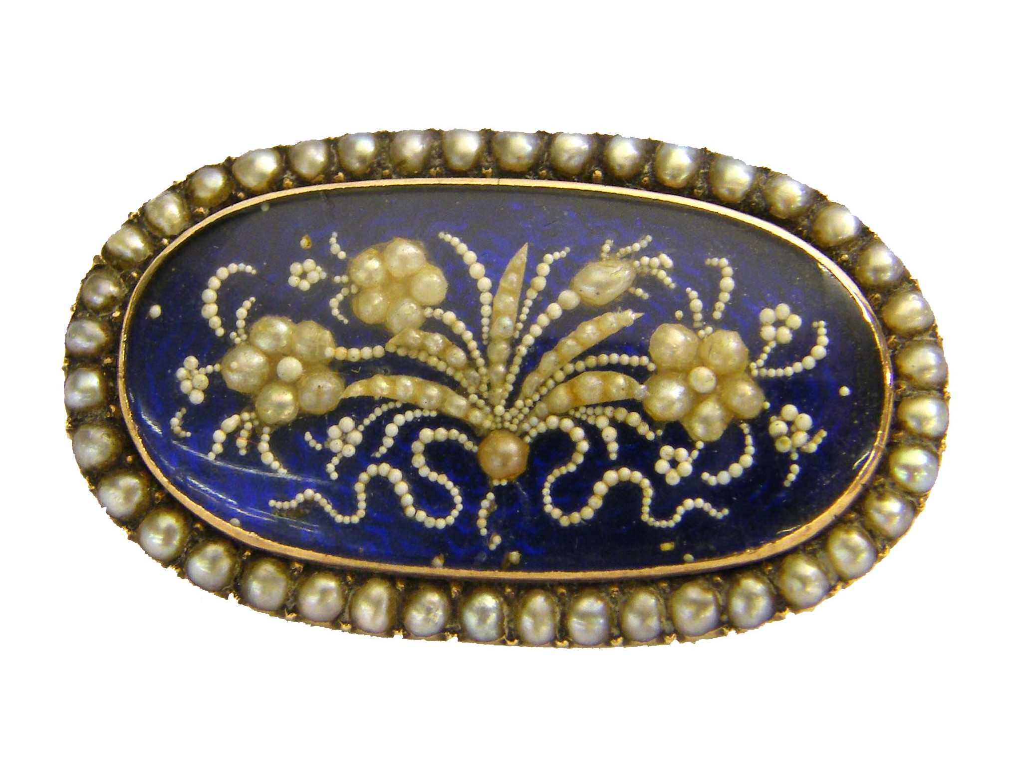 Appraisal: Late Georgian gold mounted seed pearl brooch with a floral