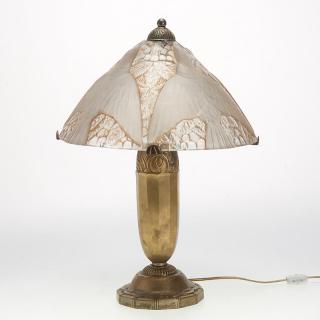 Appraisal: Attrib to D'Avesn Art Deco molded glass lamp Attrib to