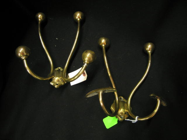 Appraisal: Pair of Brass Coat Hat Racks from a Railroad Car