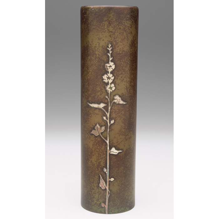 Appraisal: Heintz vase sterling on bronze cylindrical shape with an applied