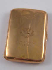 Appraisal: A ct gold curved rectangular cigarette case crested Birmingham x