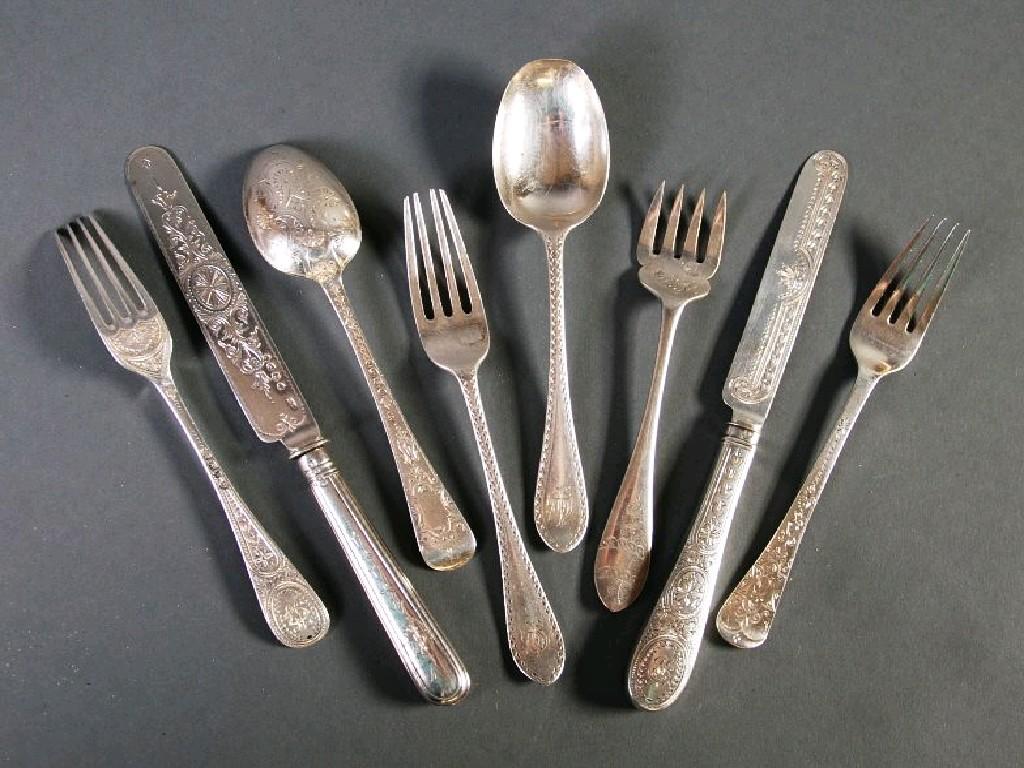 Appraisal: THREE VICTORIAN AND LATER CHILD'S TWO PIECE SILVER CUTLERY SETS