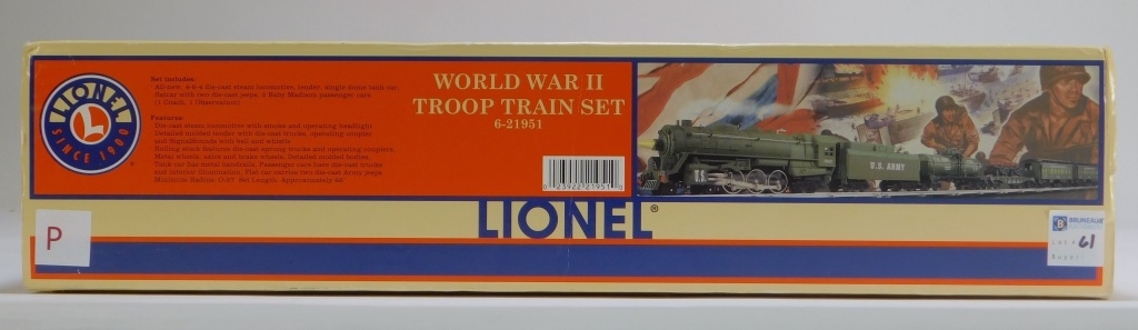 Appraisal: LIONEL WORLD WAR II U S ARMY TROOP O TRAIN