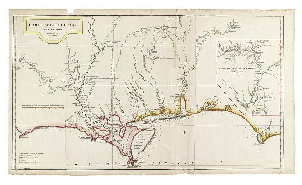 Appraisal: D'ANVILLE JEAN BAPTISTE BURGUIGNON Carte de la Louisiane Large engraved