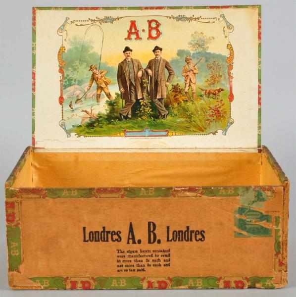 Appraisal: Anderson Brothers Cigar Box Rare box featuring hunting and fishing