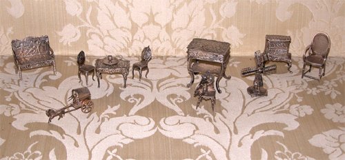 Appraisal: Title pc Silver Miniatures including English armchair chamber stick pcs