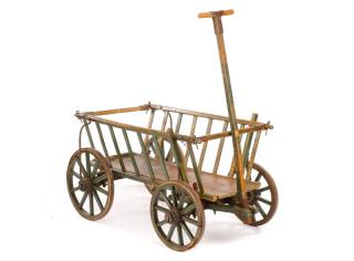 Appraisal: Antique Polychromed Wood Hay Cart or Wagon Continental likely French