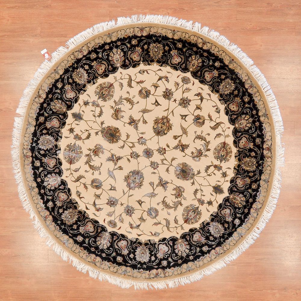 Appraisal: Rajasthan Round Rug India ft circle modern hand knotted wool