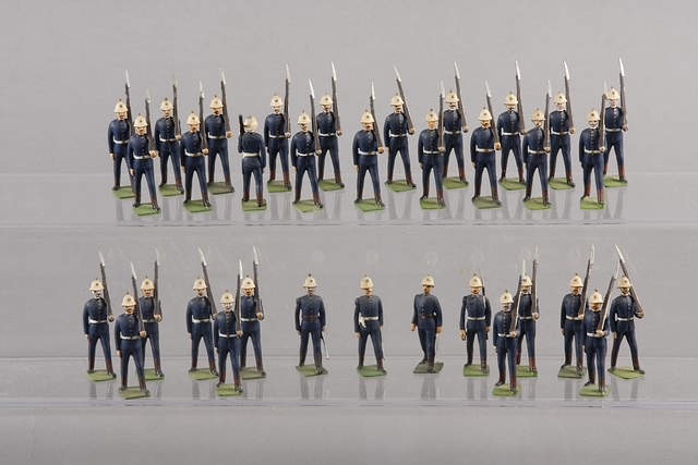 Appraisal: Lot of repainted Britains Royal Marines marching at slope matte