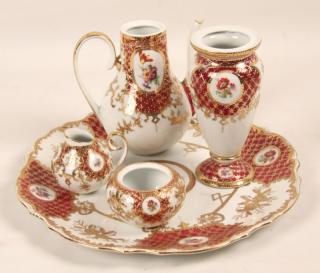 Appraisal: PIECE GOLD EMBOSSED GERMAN KPM PORCELAIN TEA SET WITH PORCELAIN