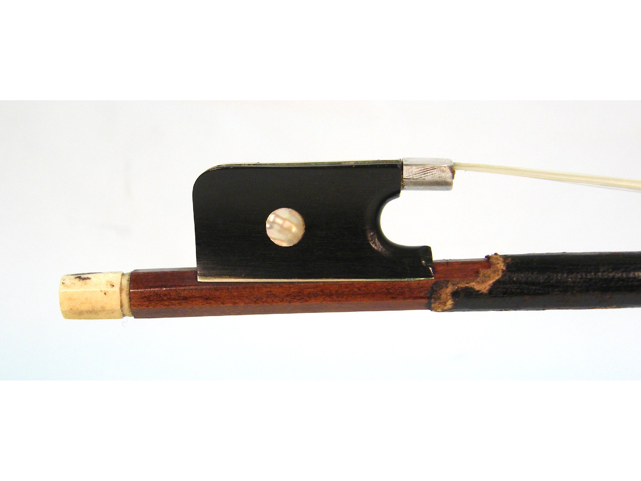 Appraisal: English silver and bone mounted violoncello bow of the Tubbs