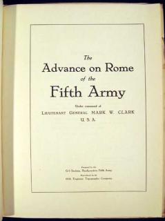 Appraisal: THE ADVANCE ON ROME OF THE FIFTH ARMY c First