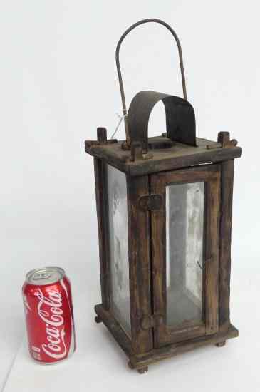 Appraisal: th c wood and glass lantern '' Ht