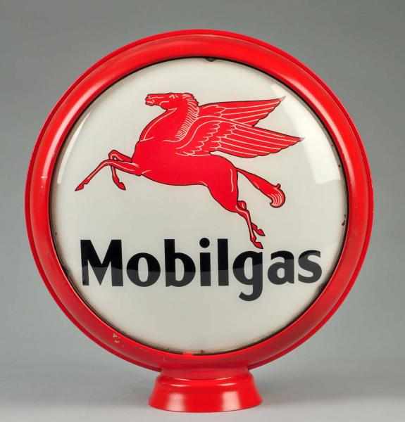 Appraisal: Glass Mobilgas Double-Sided Pegasus Globe Description Tin frame is repainted