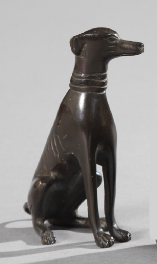 Appraisal: French Patinated Brass Figure of a Seated Whippet of diminutive