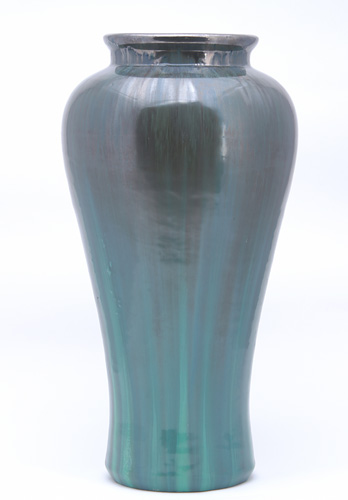 Appraisal: FULPER Tall baluster vase covered in an unusual Flemington Green