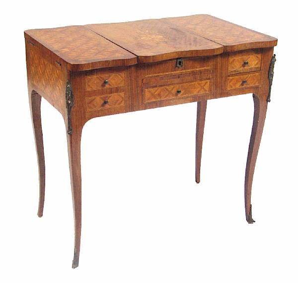 Appraisal: A Louis XV XVI style marquetry decorated poudreuse height in