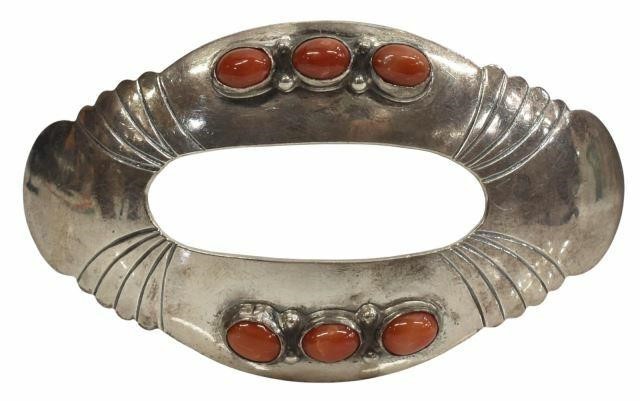 Appraisal: Native American silver content unknown hair slide barrette with six