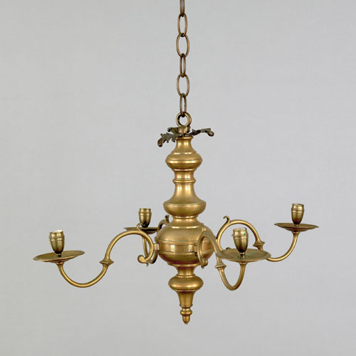 Appraisal: Flemish brass four arm chandelier ca with a turned shaft