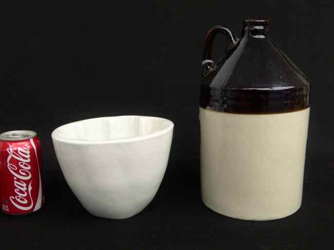 Appraisal: Lot including stoneware jug along with an ironstone mold with