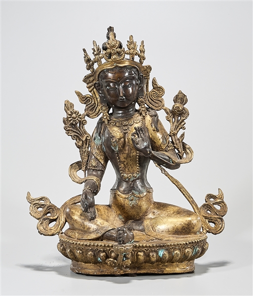 Appraisal: Chinese gilt bronze seated Guanyin x x approx Condition wear