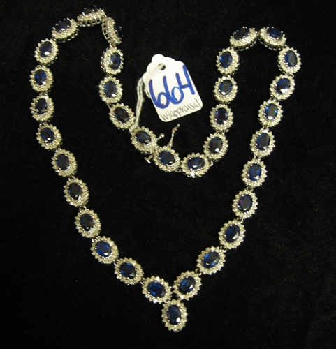 Appraisal: SAPPHIRE DIAMOND AND FOURTEEN KARAT WHITE GOLD NECKLACE inches in