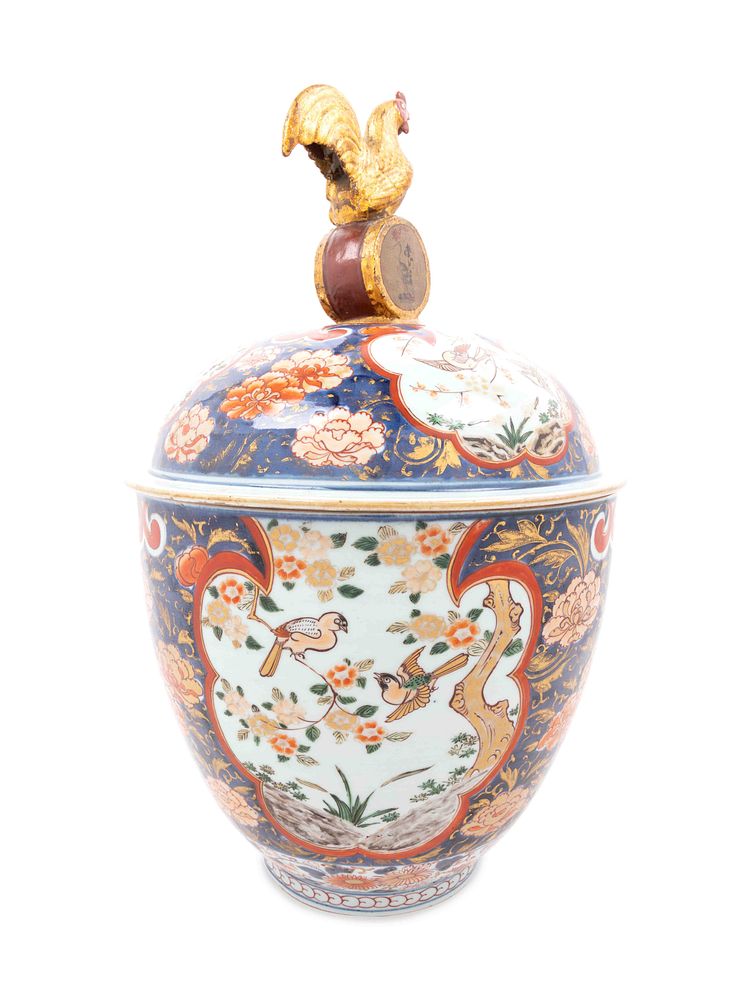 Appraisal: A Japanese Imari Porcelain Covered Jar A Japanese Imari Porcelain