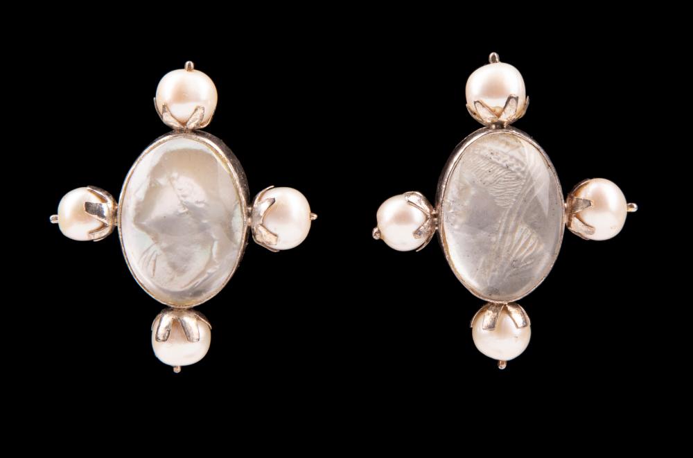 Appraisal: Pair of Mario Villa Nicaraguan New Orleans - Freshwater Pearl