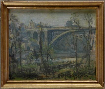 Appraisal: ARTHUR C GOODWIN - WASHINGTON BRIDGE Pastel on paper x